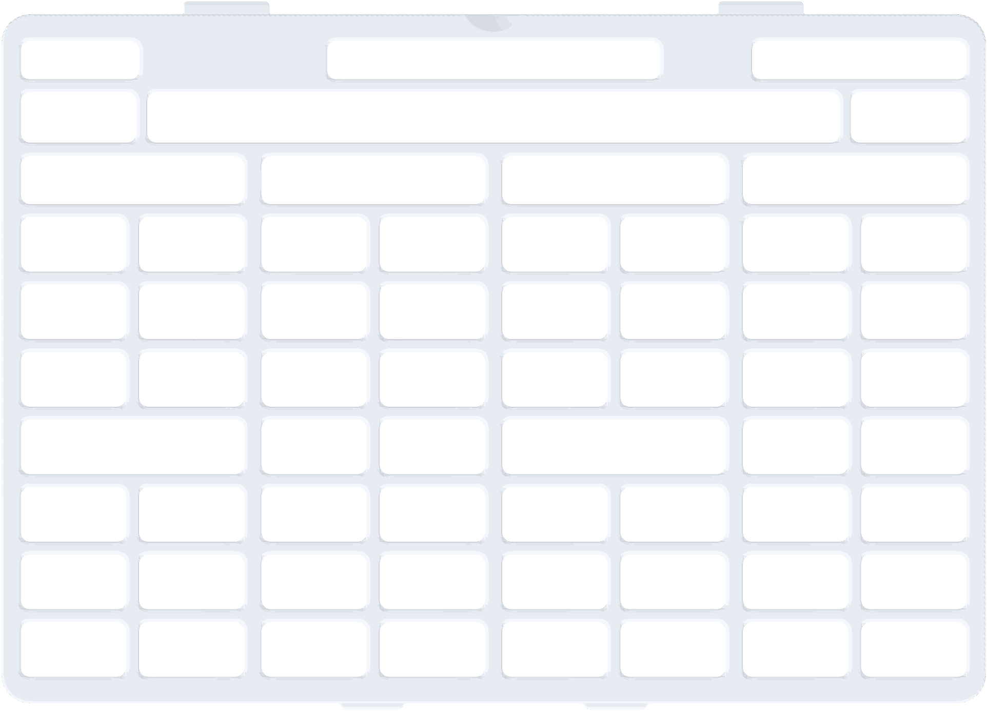 Front view of the OMNI Keyguard, showing a precision-machined opening for every cell in the communication grid